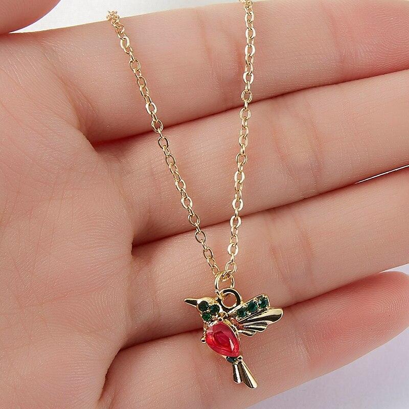 Collana con colibrì in smalto e zirconia