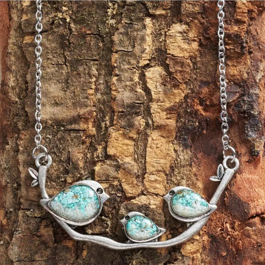 Collana in argento con uccelli vintage