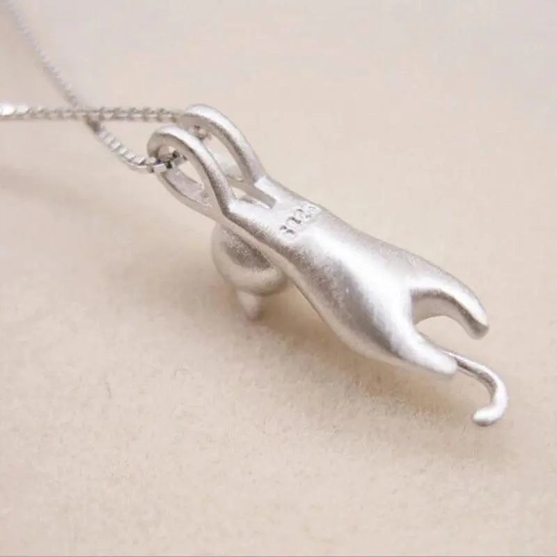 Collana in argento sterling 925 con gattino giocoso