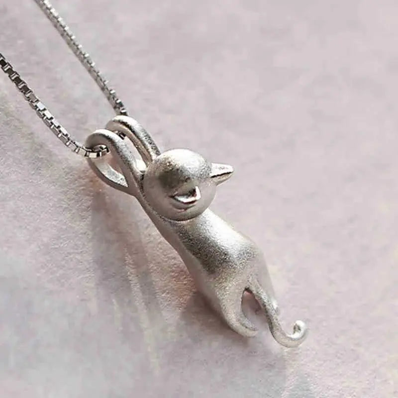 Collana in argento sterling 925 con gattino giocoso