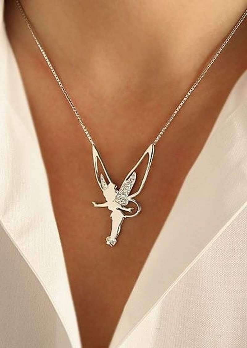 Collana con fata portafortuna in argento sterling e oro