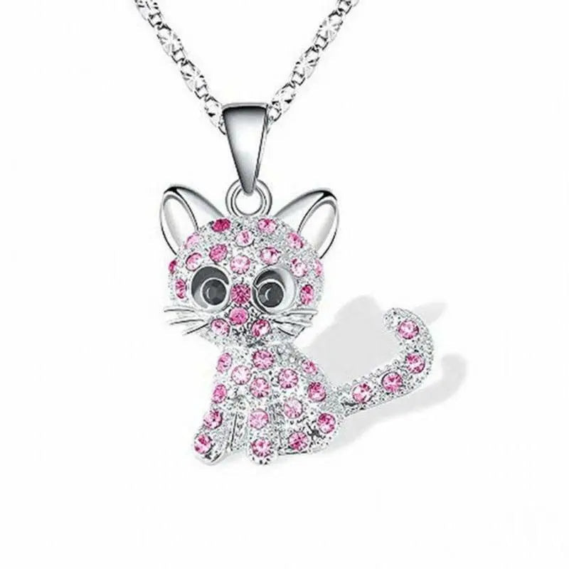 Collana in argento con gattini e zirconia colorata