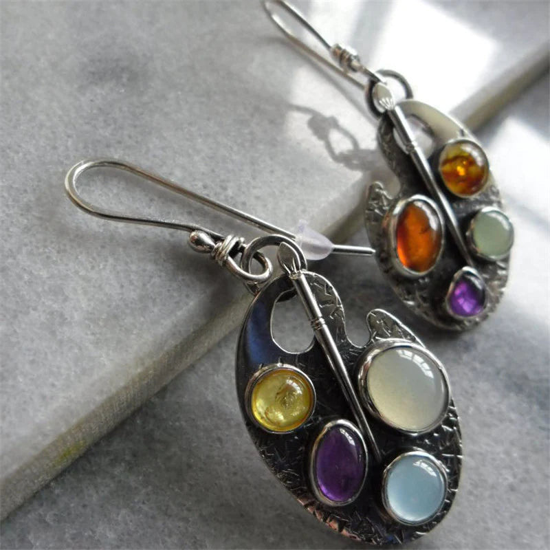 Orecchini vintage con pietre multicolori