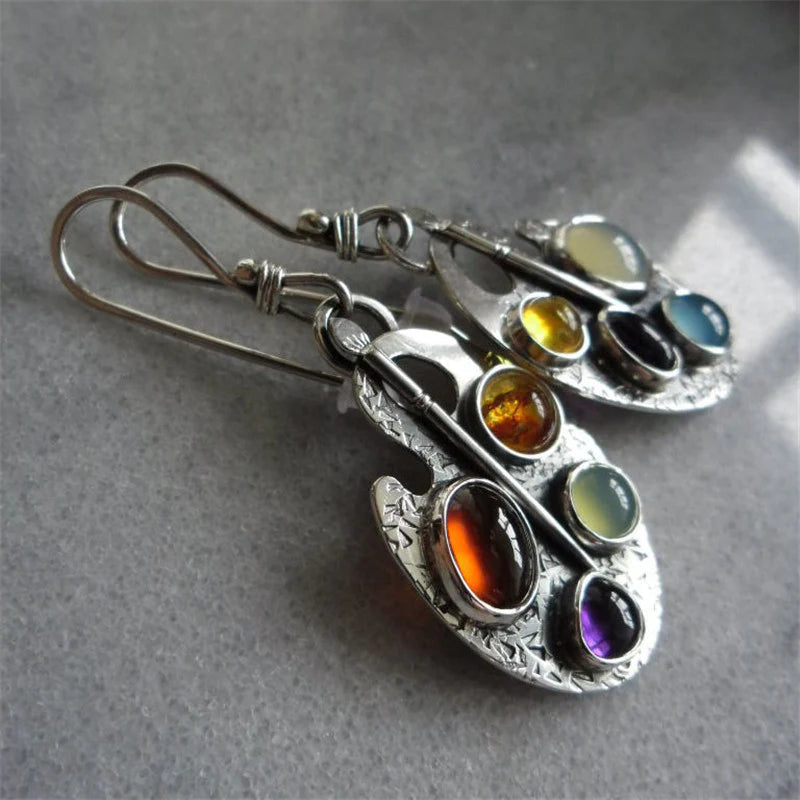 Orecchini vintage con pietre multicolori