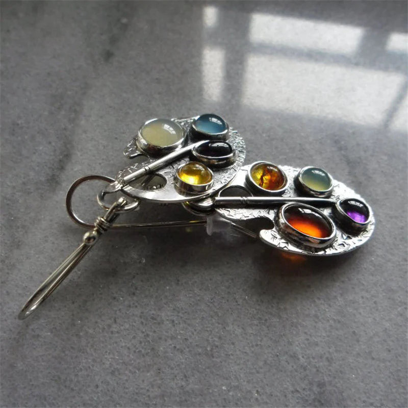 Orecchini vintage con pietre multicolori