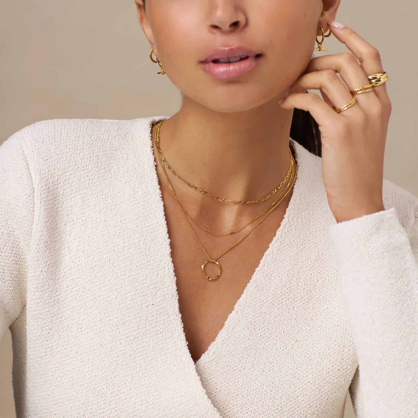 Collana a tre fili con cerchio aperto | Oro