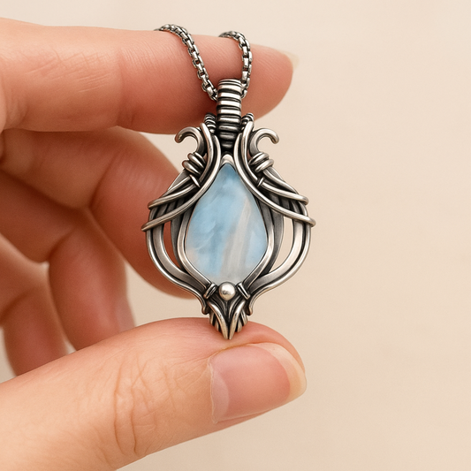 Collana vintage blu in argento