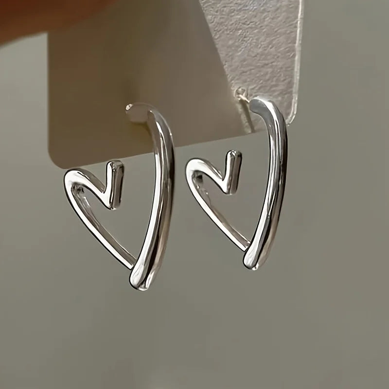 Orecchini Eleganti a Forma di Cuore in Acciaio Inossidabile