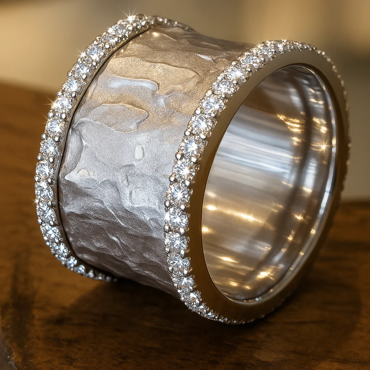 Anello vintage argentato con zirconi