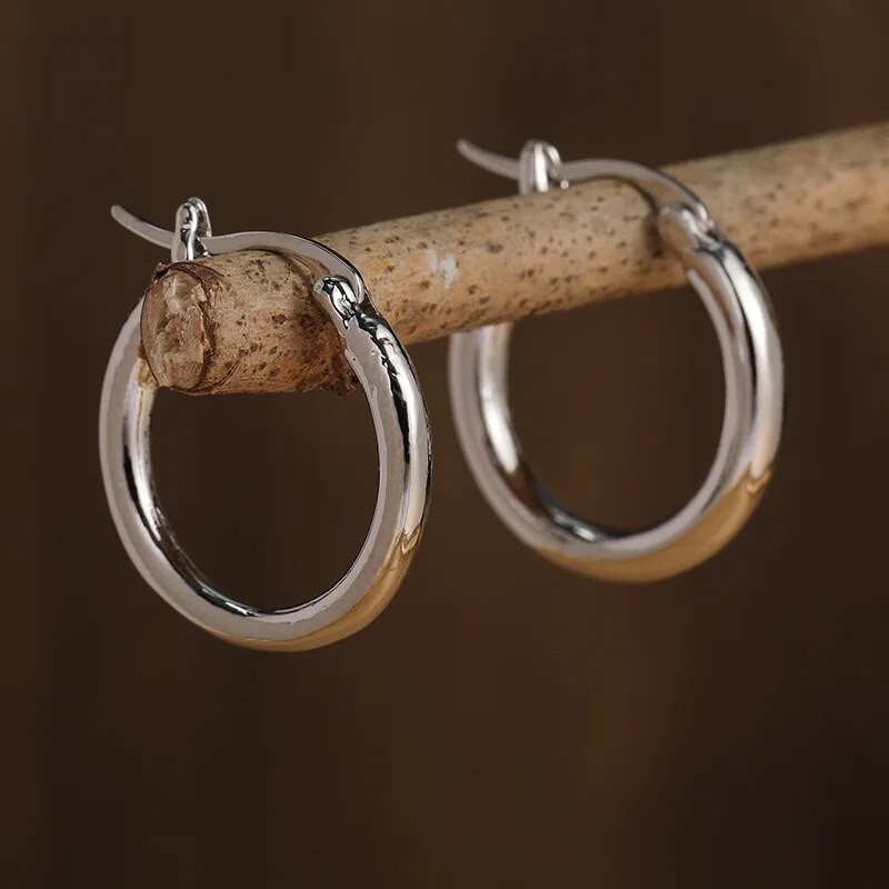 Orecchini a cerchio vintage in oro e argento