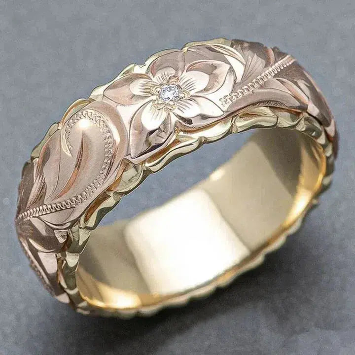 Anello vintage in oro a forma di rosa