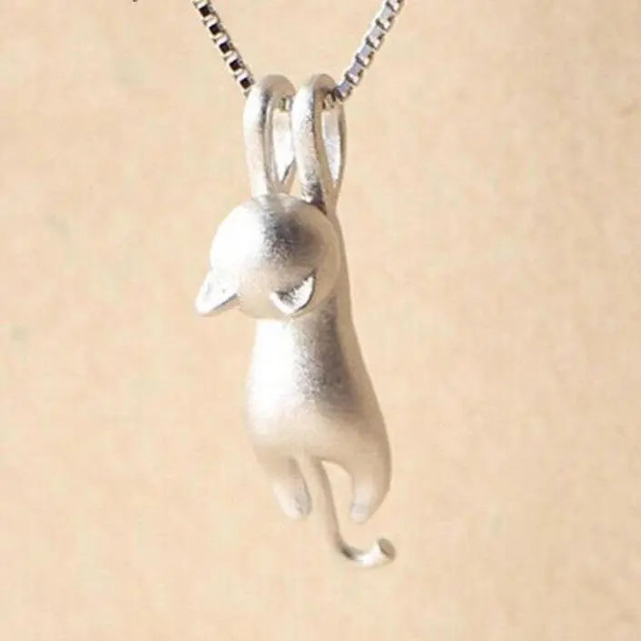 Collana in argento sterling 925 con gattino giocoso