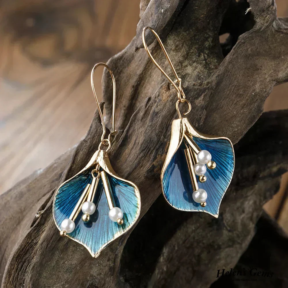Orecchini Eleganti a Loto Blu in Argento