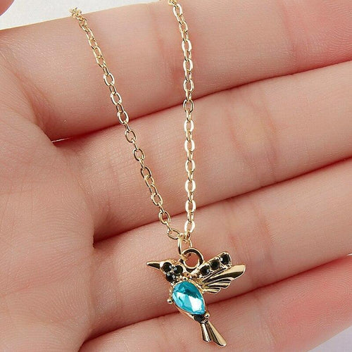 Collana con colibrì in smalto e zirconia
