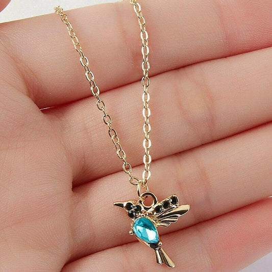 Collana con colibrì in smalto e zirconia