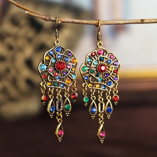 Orecchini vintage colorati con mandala