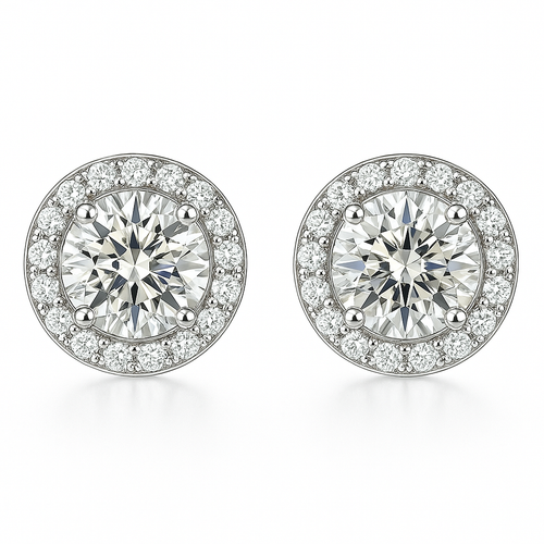 Glacé Glamour round Earrings | White gold