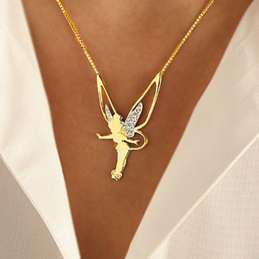 Collana con fata portafortuna in argento sterling e oro