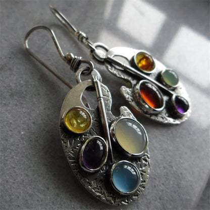 Orecchini vintage con pietre multicolori