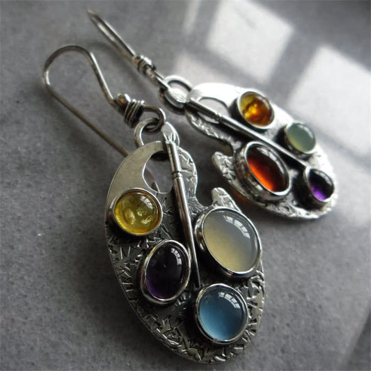Orecchini vintage con pietre multicolori