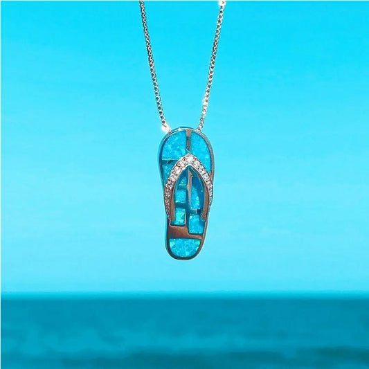 Collana con infradito in opale e argento