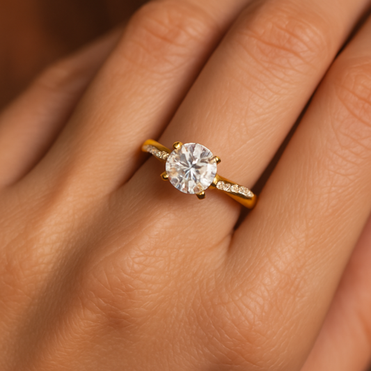 Anello vintage con cristallo in oro e argento