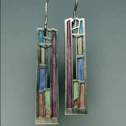 Orecchini vintage colorati in argento