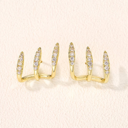 Orecchini Eleganti con Strass a Tre Griffe