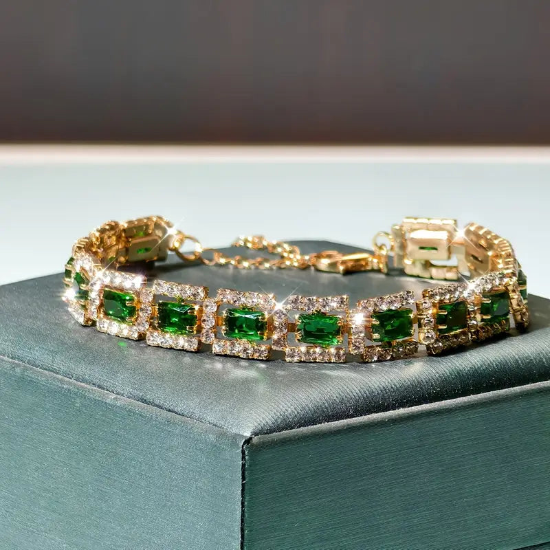 Emerald Green Statement Bracelet | Gold