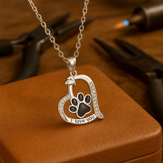 Collana con ciondolo impronta di zampa dal tocco affettuoso