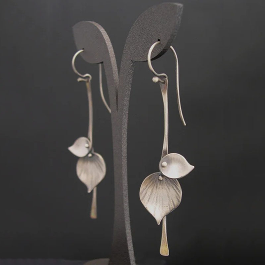 Orecchini vintage a foglia in argento