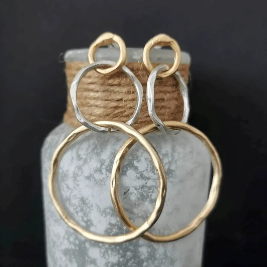 Orecchini a Cerchio Vintage in Oro e Argento