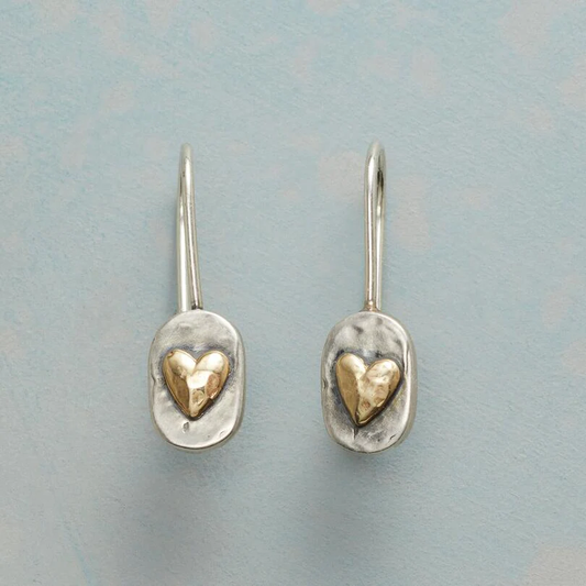 Orecchini a cuore in argento e oro