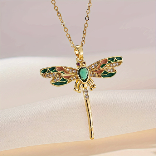 Collana con libellula verde splendente