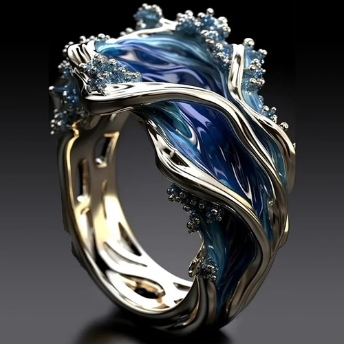 Classic Golden Ocean Wave Ring