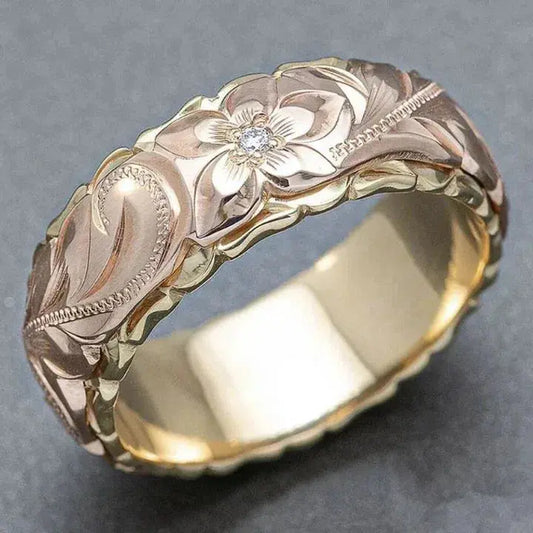 Anello vintage in oro a forma di rosa