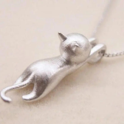 Collana in argento sterling 925 con gattino giocoso