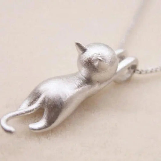 Collana in argento sterling 925 con gattino giocoso
