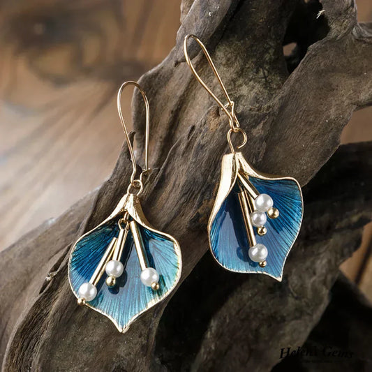 Orecchini Eleganti a Loto Blu in Argento