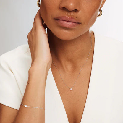 Cléa Moissanite Stone Necklace | White Gold